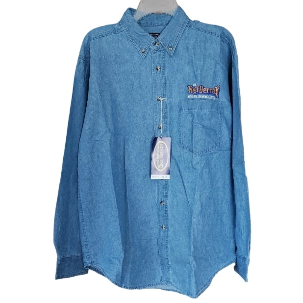 NWT Yogi Berra Museum Y2K Denim Shirt Rivers End Medium Embroidered‎